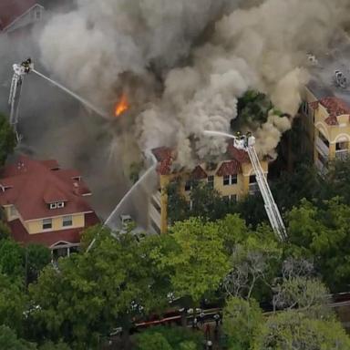 VIDEO: Fire engulfs Miami apartment building where man was found shot inside