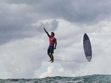 WATCH:  Viral photo of Olympic surfer’s midair celebration