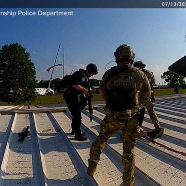 VIDEO: Body camera footage shows moment officer confronted Trump shooter on rooftop 