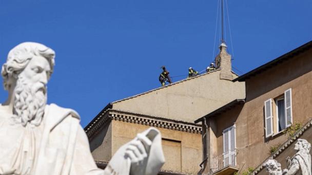 Vatican firefighters install chimney ahead of Conclave to elect new pope