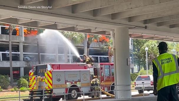 Jacksonville International Airport shutdown after car catches fire in parking garage