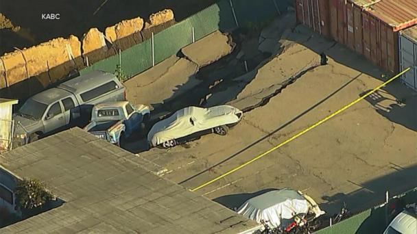 Sinkhole opens up next to construction site in California