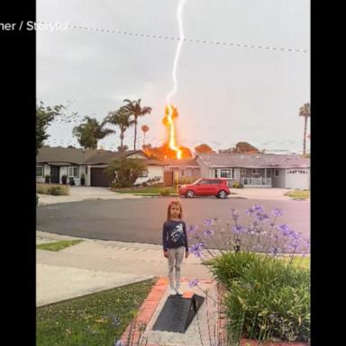 VIDEO: Lightning strikes tree behind 6-year-old California girl during storm