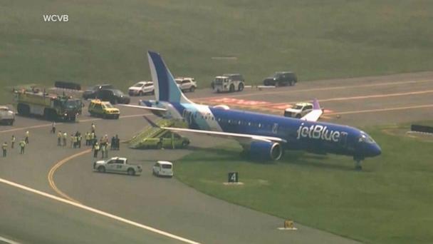 JetBlue flight veers off runway, into grass at Boston's Logan Airport