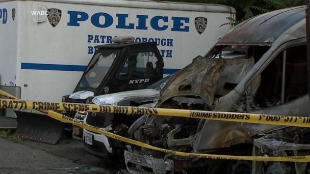 Search underway for suspects accused of setting nearly a dozen NYPD vehicles on fire