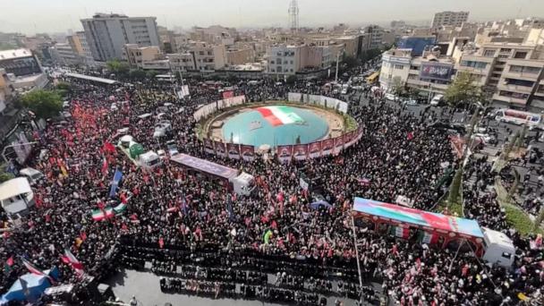 Large crowds attend Iranian state funerals