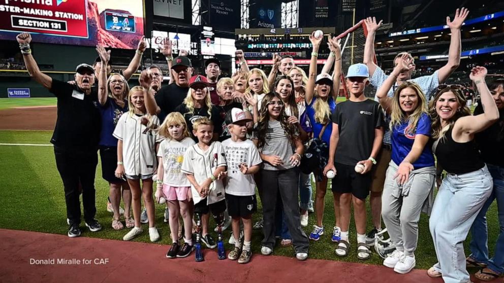 8-year-old boy throws first pitch at the Arizona Diamondbacks game | GMA
