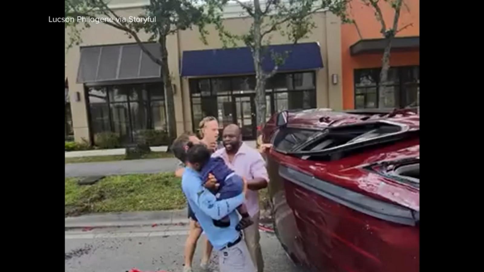 WATCH:  Good Samaritans in Florida rescue family, including baby, after car crash