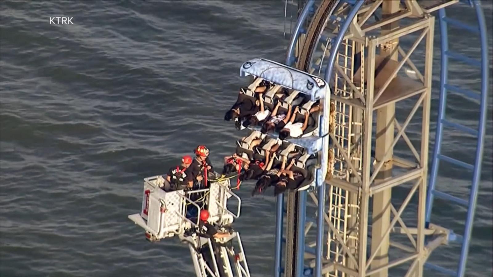 WATCH:  Texas roller coaster riders rescued after getting stuck for hours 100 feet in air