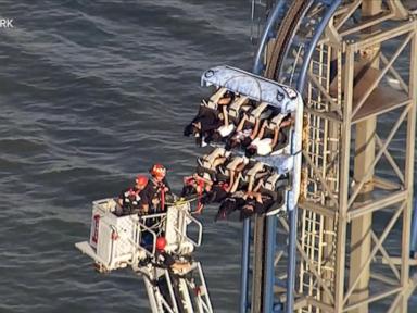 WATCH:  Texas roller coaster riders rescued after getting stuck for hours 100 feet in air