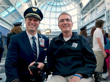 WATCH:  David Muir shares how son helped dad on retirement flight after ALS cut career short