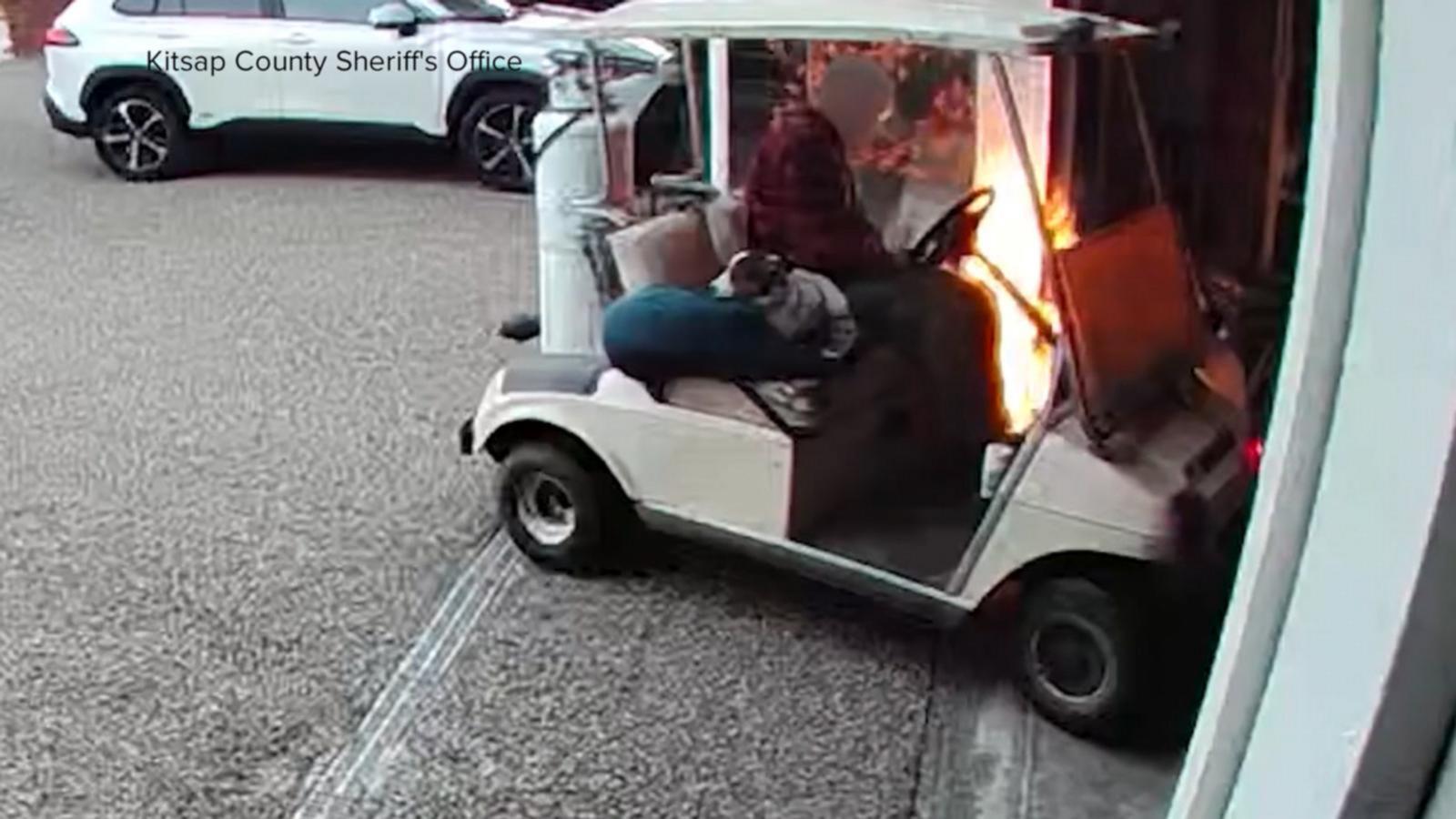 WATCH:  Golf cart arson in Washington state caught on surveillance camera