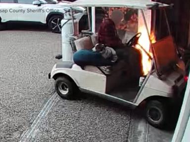 WATCH:  Golf cart arson in Washington state caught on surveillance camera