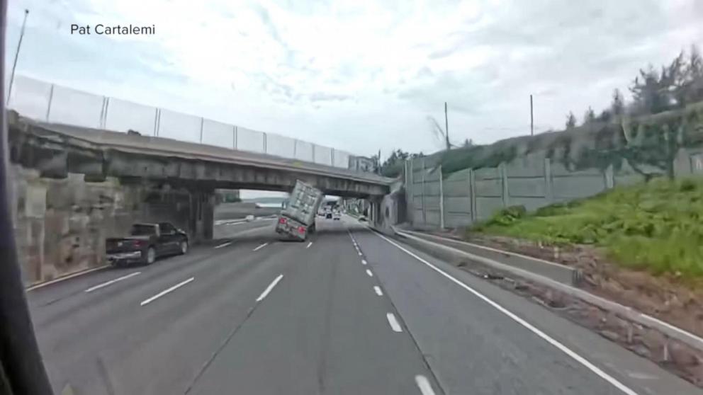 VIDEO: Video shows moment tractor trailer hits overpass