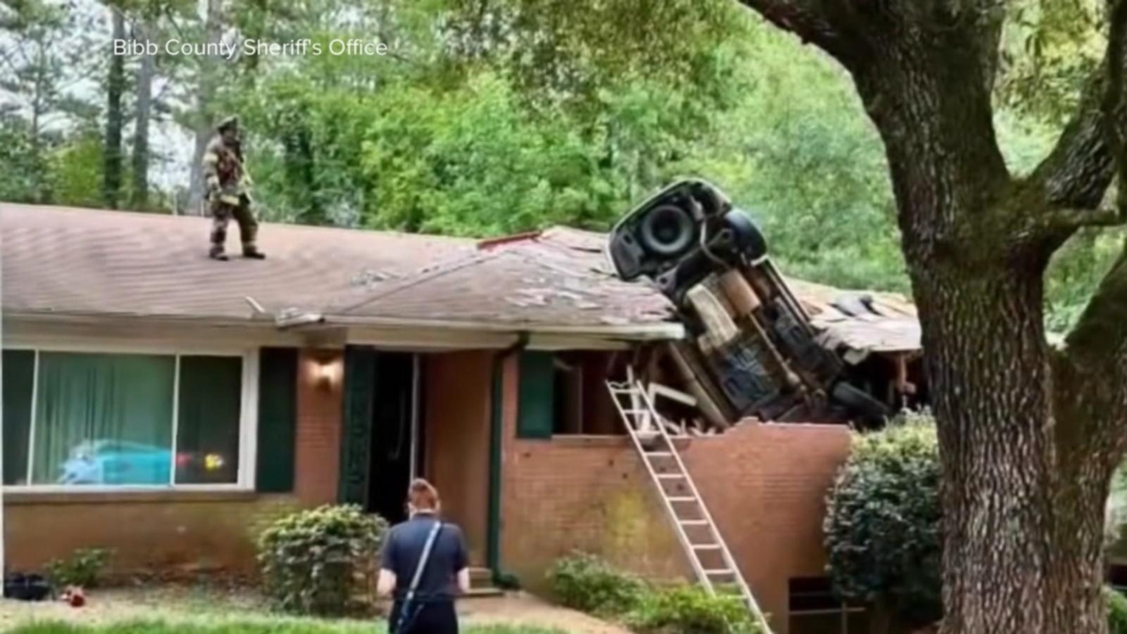 WATCH:  Car lands on Georgia home in deadly crash