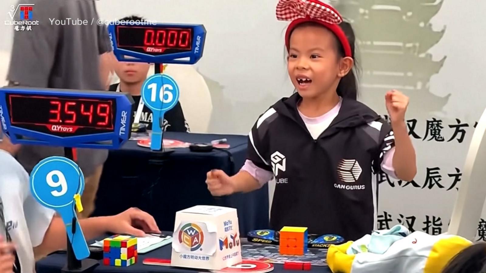 WATCH:  Six-year-old girl sets Rubik's Cube world record