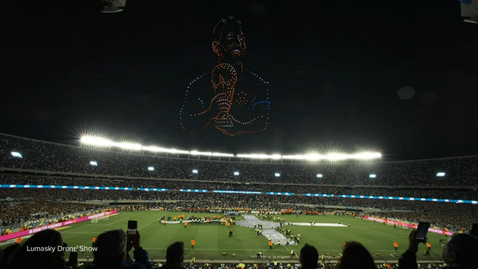WATCH:  Buenos Aires celebrates Lionel Messi with drone show