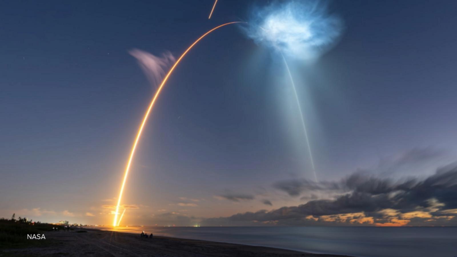 WATCH:  SpaceX launch spawns "jellyfish" cloud in sky before sunrise