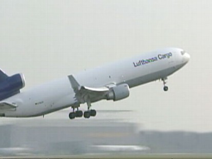 VIDEO: After days of waiting for volcanic ash to clear the skies, planes are taking off