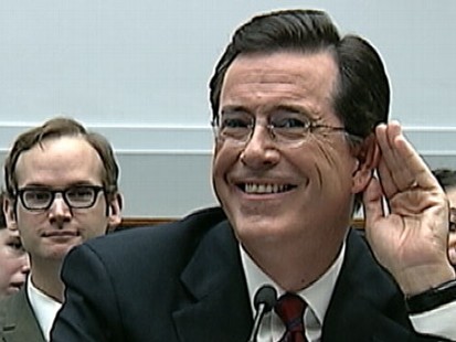 VIDEO: Comedian Stephen Colbert was asked to leave while testifying on Capitol Hill.