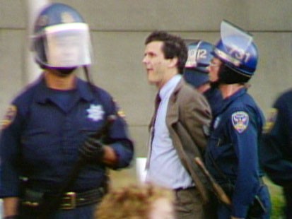 Picture of Charlie Gibson being arrested.