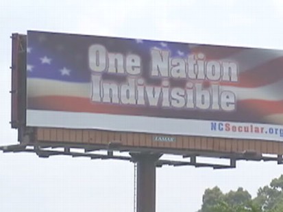 VIDEO: North Carolina debate over the pledge of allegiance is being fought with signs.