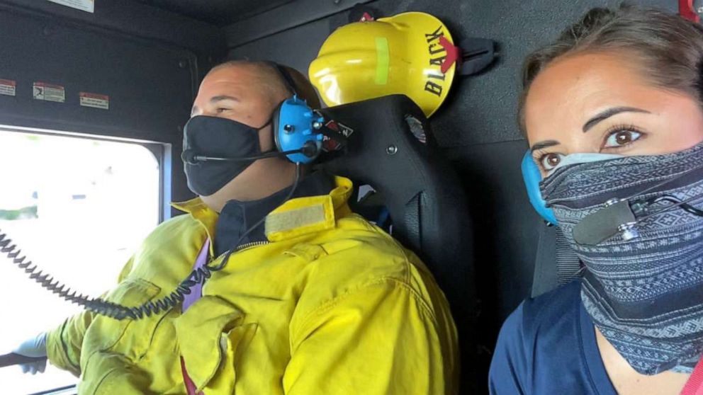 PHOTO: ABC News' Kaylee Hartung embedded with Cal Fire Station 71 in Riverside County, Calif., on the front lines of the battle with coronavirus.