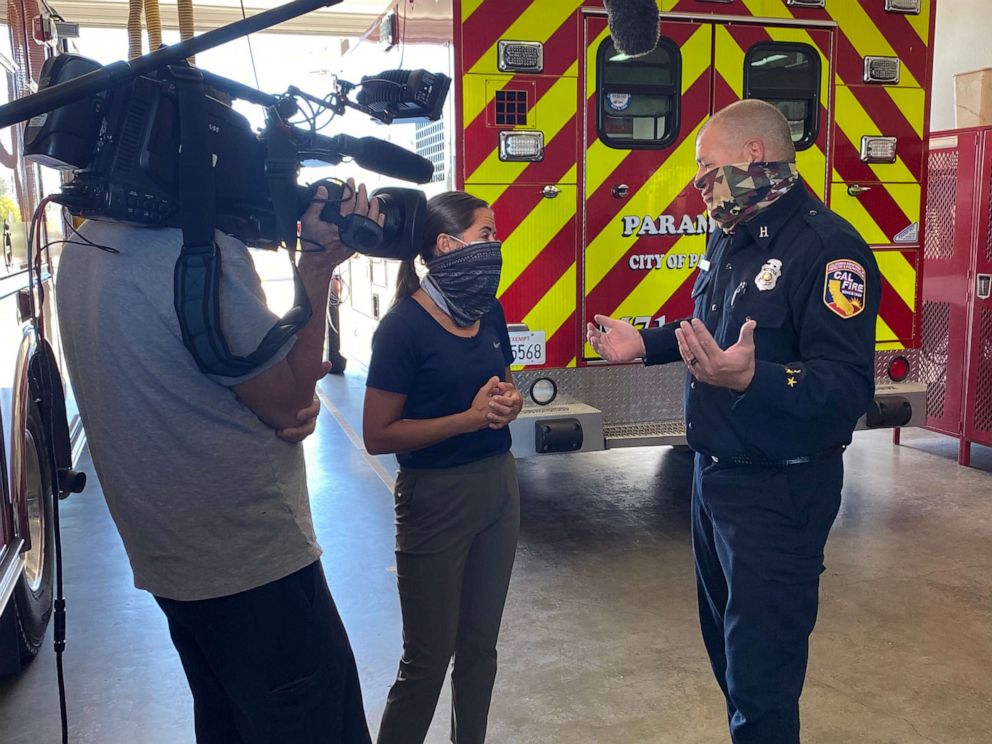 PHOTO: ABC News' Kaylee Hartung embedded with Cal Fire Station 71 in Riverside County, Calif., on the front lines of the battle with coronavirus.
