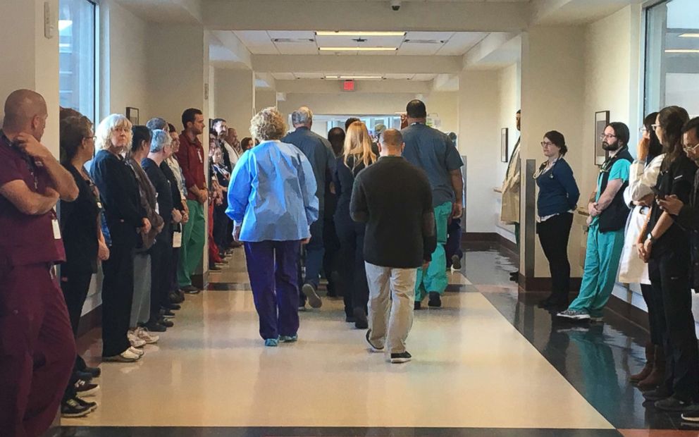 PHOTO: Staff at the University of New Mexico Hospital paid tribute to organ donor Corey Borg-Massanari, a skier killed in an avalanche at Taos Ski Valley, on Jan. 21, 2019.
