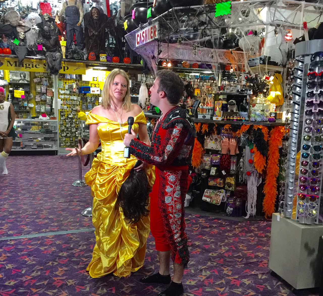 PHOTO: Behind-the-scenes with ABC News' Sara Haines and William Ganss at the Abracadabra Costume Shop in New York. 