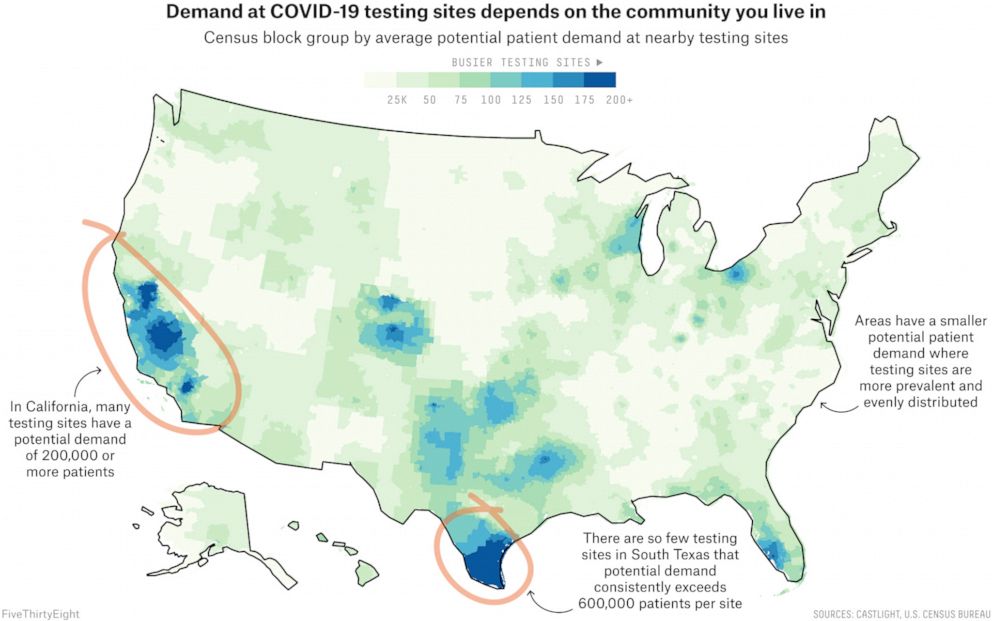 PHOTO: Demand at COVID-19 testing sites depends on the community you live in