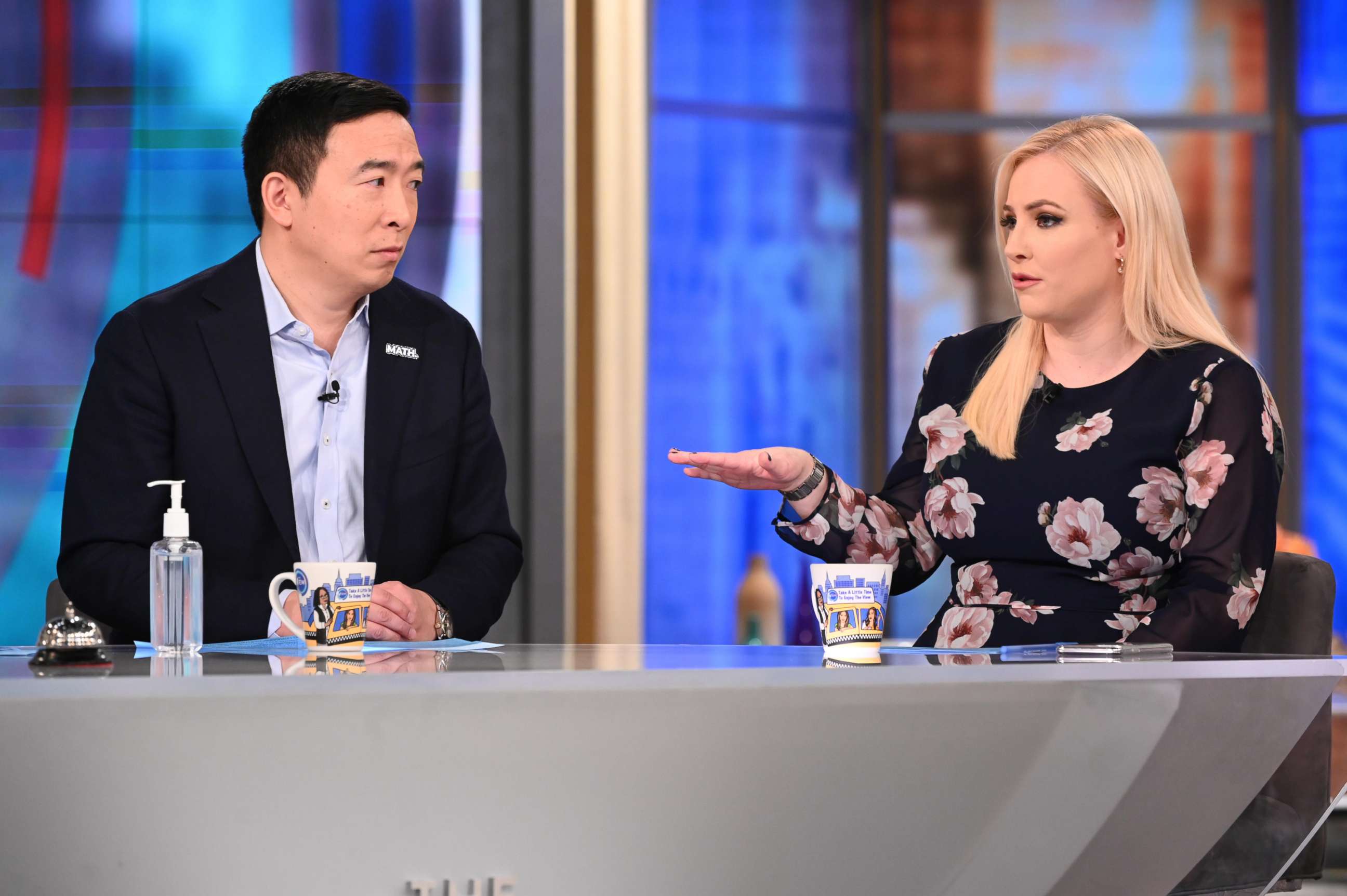 PHOTO: "The View" co-host Meghan McCain talks with Andrew Yang, a guest co-host on the show, on Thursday, March 5, 2020.