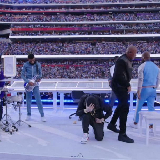 Eminem takes knee during epic Super Bowl 2022 halftime show