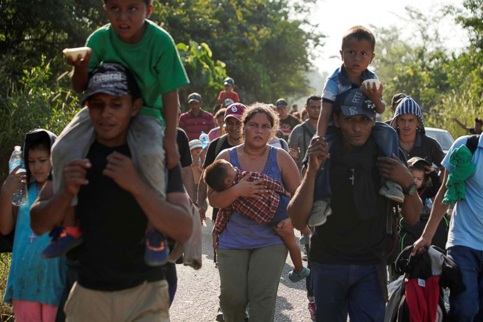 PHOTO: Migrants walk during their journey towards the United States, in Huixtla, Mexico, Jan. 20, 2019. 