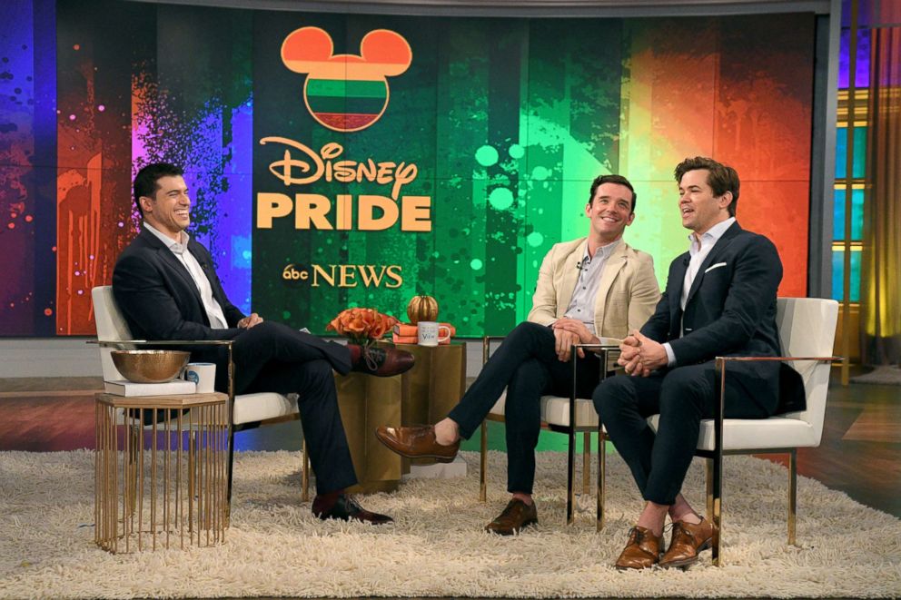 PHOTO: Michael Urie and Andrew Rannells sit down with Gio Benitez as part of ABC News' Pride Month speaker series.