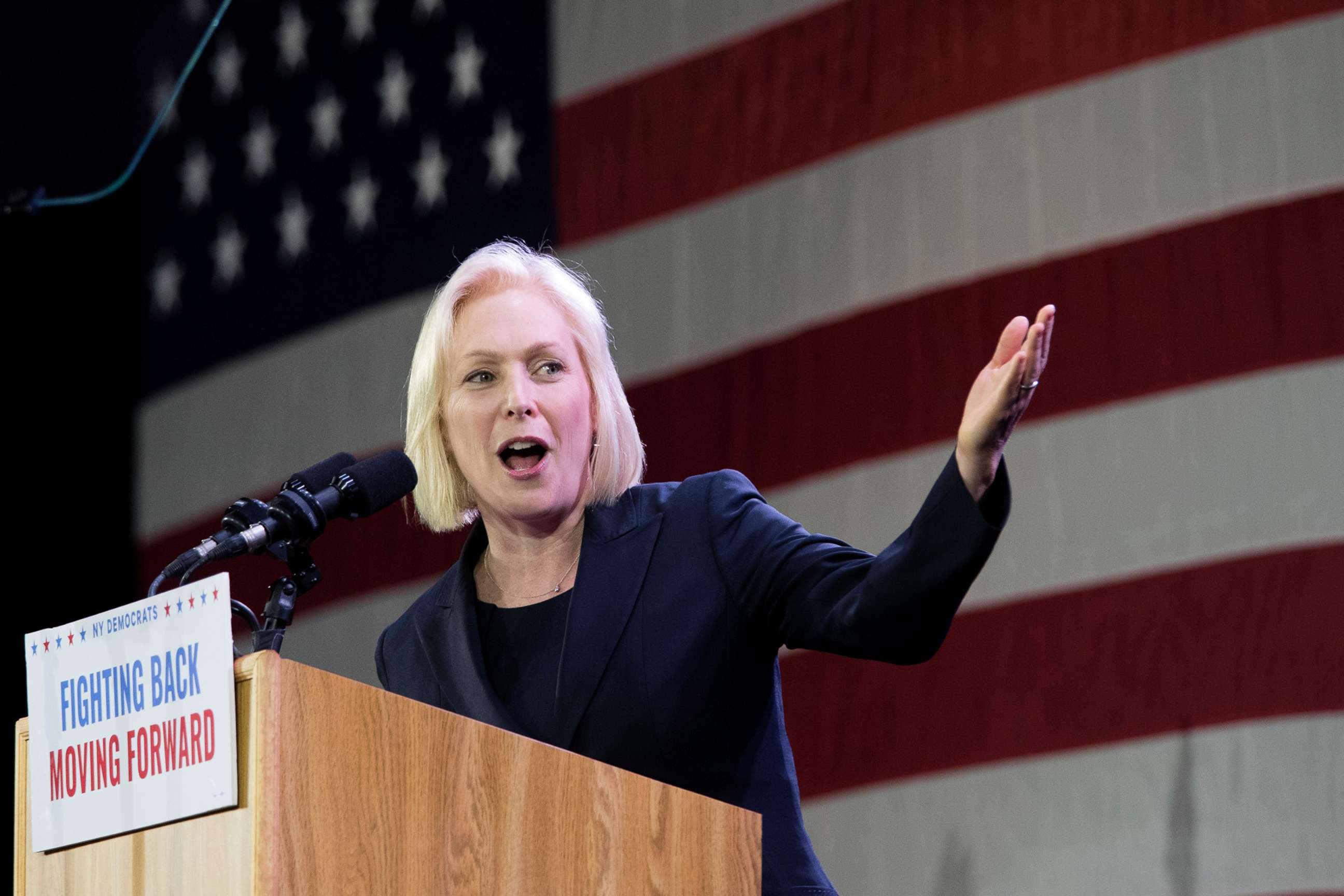 PHOTO: Sen. Kirsten Gillibrand, speaks to supporters during an election night watch party hosted by the New York State Democratic Committee, Nov. 6, 2018, in New York, after being re-elected.