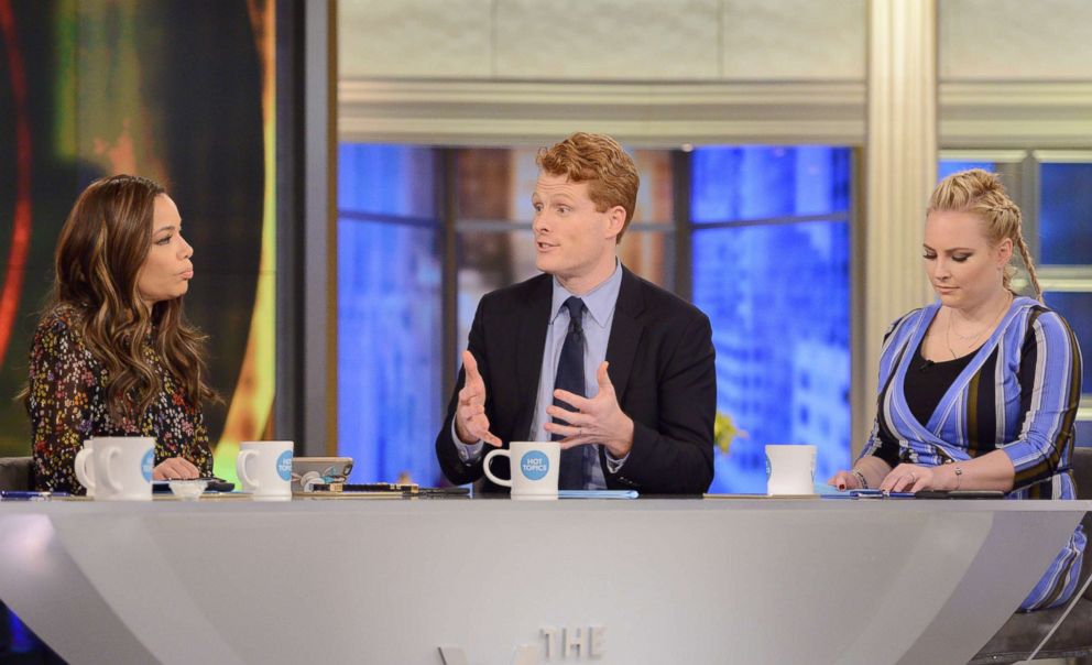 PHOTO: Rep. Joe Kennedy joins "The View" to discuss whether to arm teachers to prevent future school shootings and bringing civility back to politics, Feb. 23, 2018.