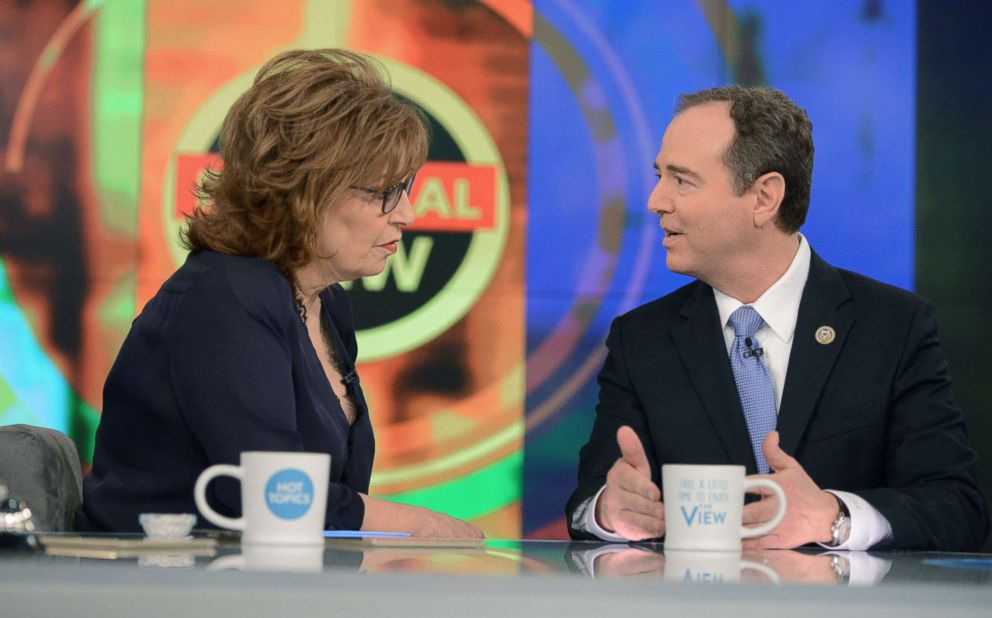 PHOTO: ABC's Joy Behar of the "The View" speaks to Representative Adam Schiff during his appearance on the show, March 1, 2018.