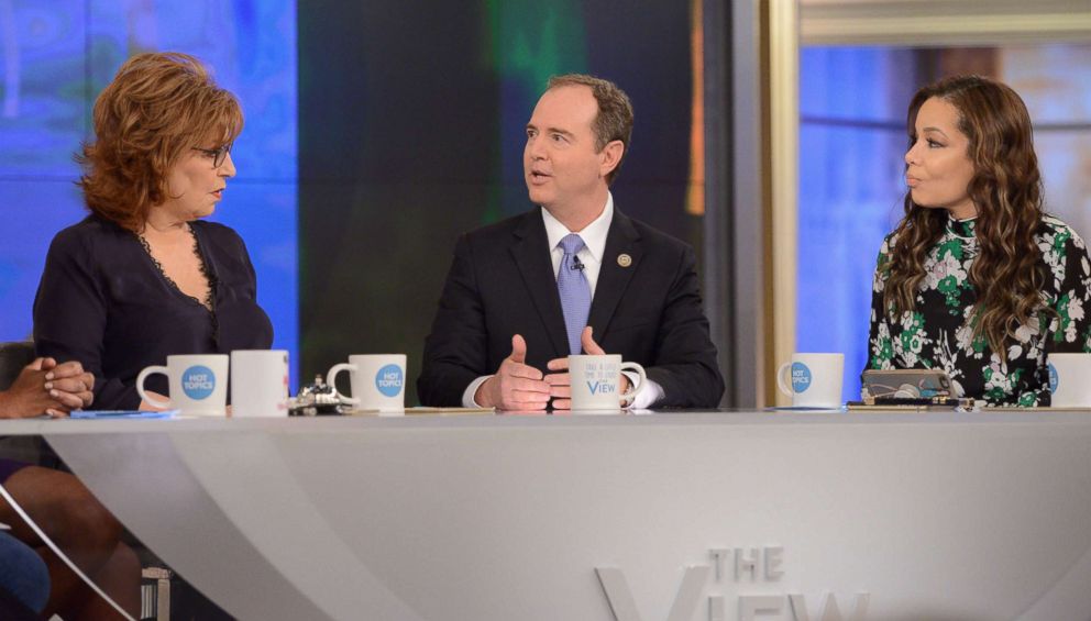 PHOTO: On ABC's "The View", Representative Adam Schiff talks with hosts Joy Behar, left, and Sunny Hostin, March 2, 2018.